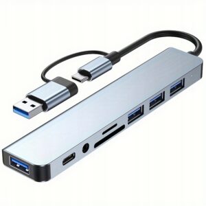 3.0 High speed USB C hub USB splitter 8-in-1 USB extender with 4 USB