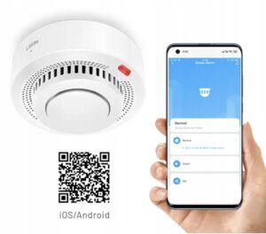 CZUJNIK DYMU WIFI TUYA DETEKTOR DYMU WIFI ALARM DŹWIĘKOWY/ŚWIETLNY BIAŁY