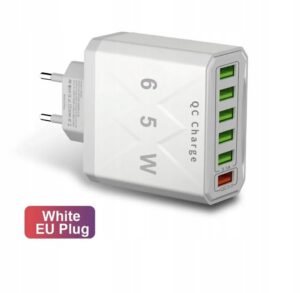 ŁADOWARKA USB 65W 6 PORTÓW DO SZYBKIEGO ŁADOWANIA QC 3.0 ŁADOWARKA PODRÓŻNA