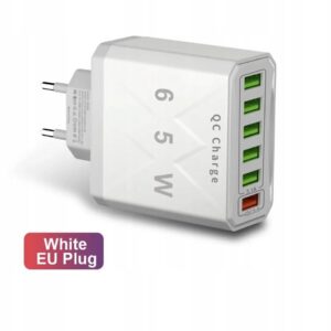 ŁADOWARKA USB 65W 6 PORTÓW DO SZYBKIEGO ŁADOWANIA QC 3.0 ŁADOWARKA PODRÓŻNA