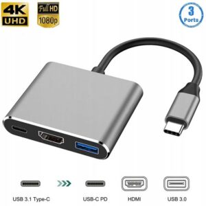 ADAPTER 3w1 HDMI USB 3.0 USB-C TYP C MacBook PRZEJŚCIÓWKA