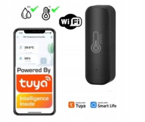 CZUJNIK TEMPERATURY I WILGOTNOŚCI WIFI GOOGLE ALEXA CZARNY