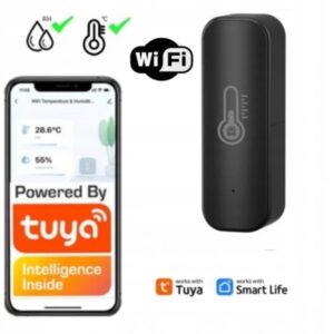 CZUJNIK TEMPERATURY I WILGOTNOŚCI WIFI GOOGLE ALEXA CZARNY