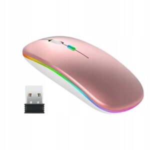 BEZPRZEWODOWA MYSZKA BLUETOOTH/USB ERGONOMICZNA CICHA ŁADOWANA RÓŻOWA