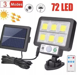 LAMPA SOLARNA Z CZUJNIKIEM RUCHU ZMIERZCHU LED ZEWNĘTRZNA OGRODOWA + PILOT
