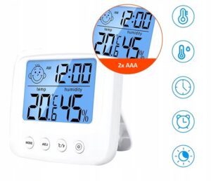 BUDZIK ZEGAR LCD CZUJNIK TEMPERATURY, WILGOTNOŚCI CX0828S