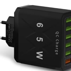 ŁADOWARKA USB 65W 6 PORTÓW DO SZYBKIEGO ŁADOWANIA QC 3.0 ŁADOWARKA PODRÓŻNA