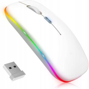 BEZPRZEWODOWA MYSZKA BLUETOOTH/USB ERGONOMICZNA CICHA ŁADOWANA BIAŁA