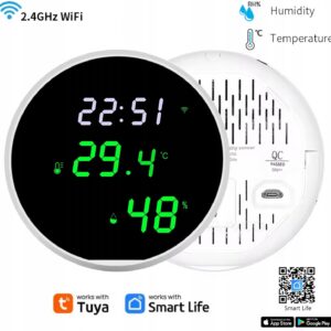 CZUJNIK TEMPERATURY I WILGOTNOŚCI WIFI LCD INTELIGENTNY TERMOMETR HIGOMETR