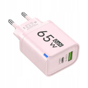 Ładowarka sieciowa Puro 65W GaN USB-A USB-C różowa