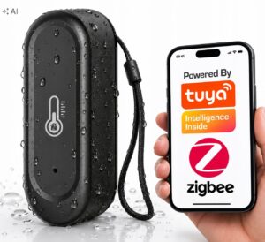 Czujnik temperatury i wilgotności zewnętrzny czarny IP65 ZigBee Tuya